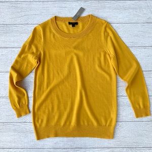 J. Crew 100% Mustard Yellow Merino Wool Sweater